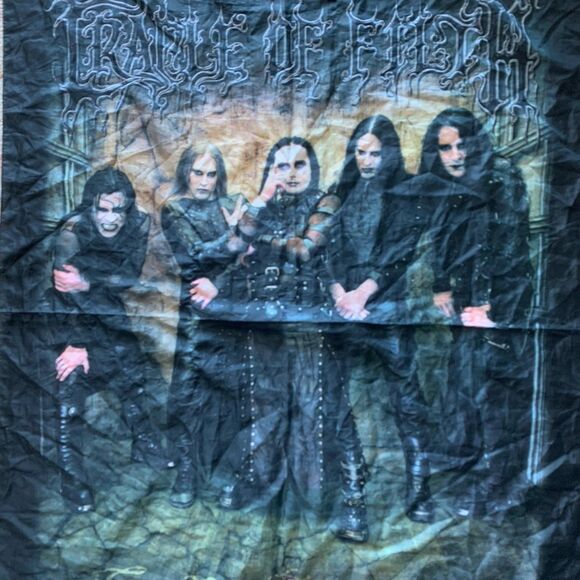 VTG Cradle Of Filth 2004 Coffin Fodder Album Metal Band Wall Hanging/Scarf Italy - Picture 13 of 16